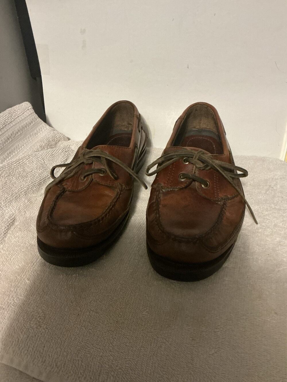 G. H. Bass Seafarer Men Brown Leather Boat Shoes Loafer Moc Toe Classic SZ 8.5 M